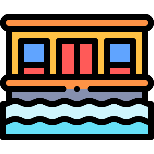 ハウスボート Detailed Rounded Lineal color icon