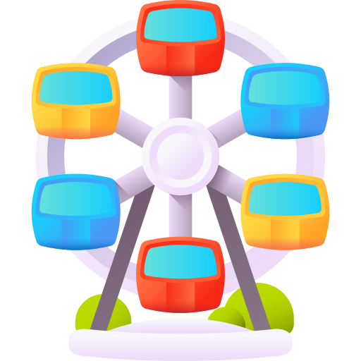 rueda de la fortuna 3D Color icono