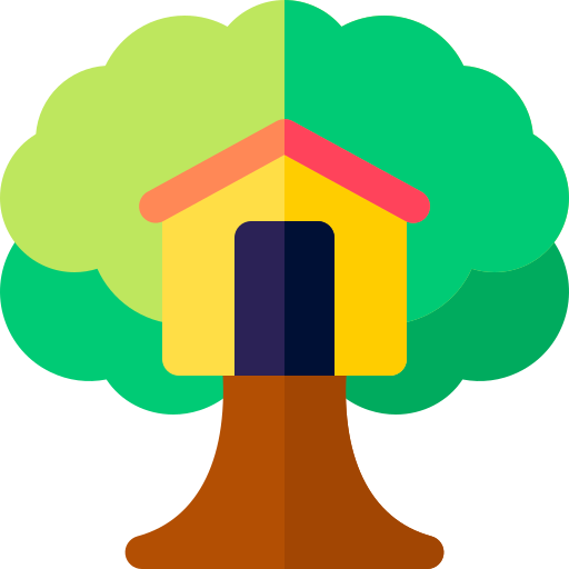 casa del árbol Basic Rounded Flat icono