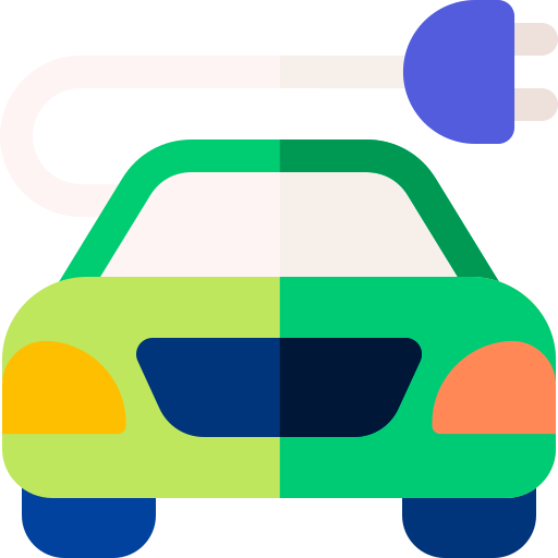 elektrische auto Basic Rounded Flat icoon
