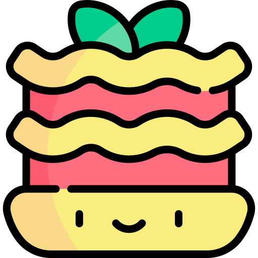 lasagna Kawaii Lineal color icona