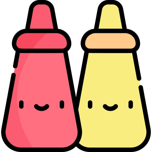 ketchup Kawaii Lineal color icona