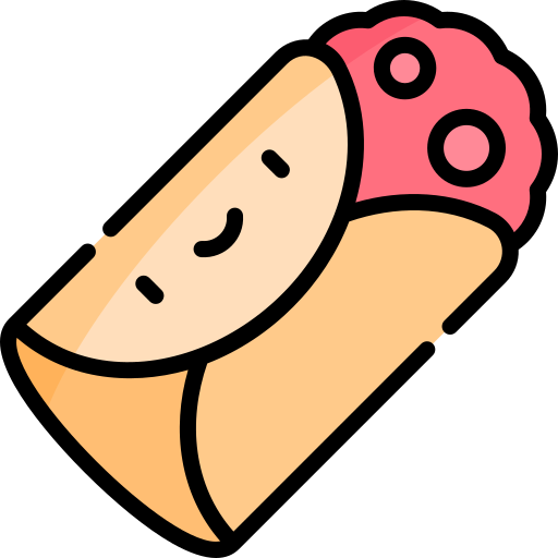 burrito Kawaii Lineal color icono