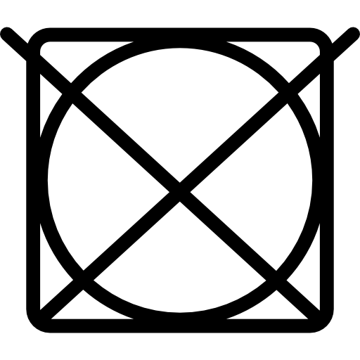 wassymbool van een kruis over een cirkel in een vierkant  icoon