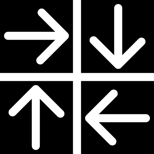 cuadrados de cuatro flechas en diferentes direcciones.  icono
