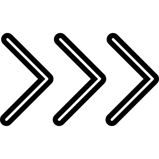drie chevronpijlen die naar rechts wijzen  icoon