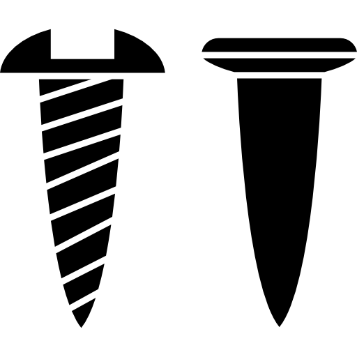 Screw and nail outlines side view  icon