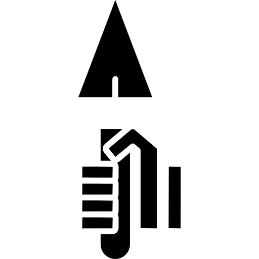 pala de forma triangular en una mano  icono