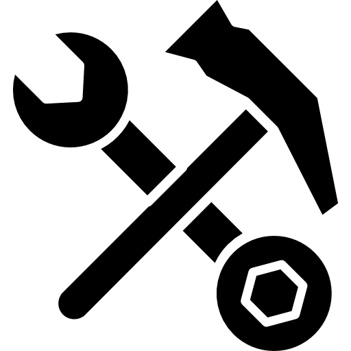 Hammer and double sided wrench tools  icon