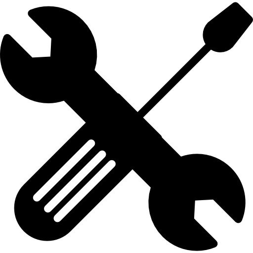 moersleutel en schroevendraaier in kruis  icoon