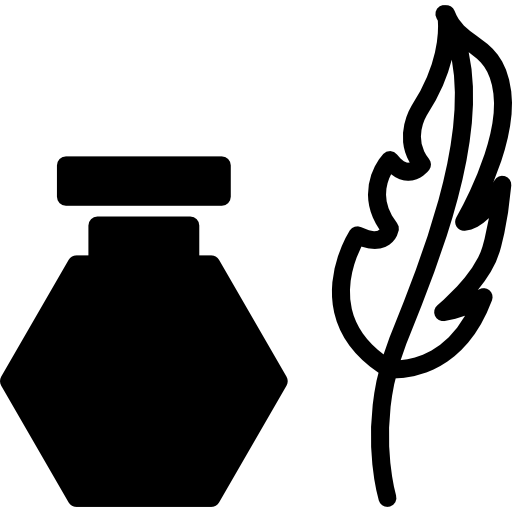 Перо и контейнер для чернил  иконка