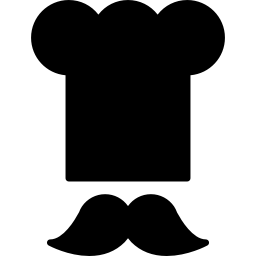 Chef toque and mustache  icon