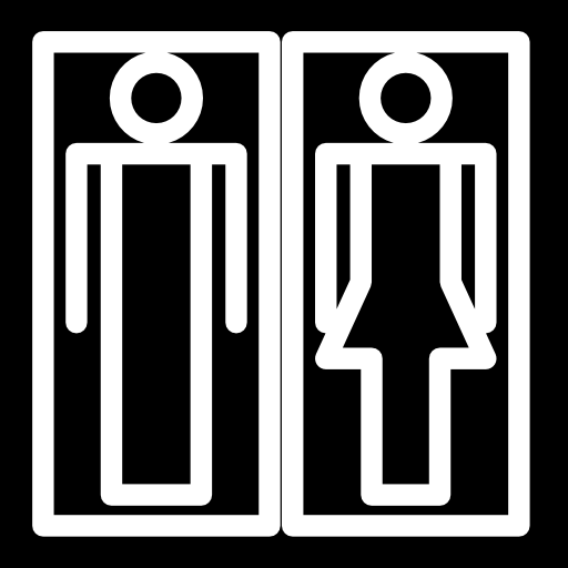 señales de baños femeninos y masculinos con formas de contorno de mujer y hombre  icono