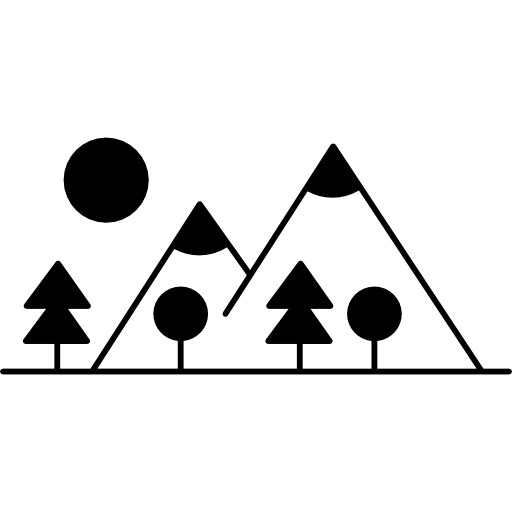 다른 모양으로 구성된 나무가있는 산 쪽  icon