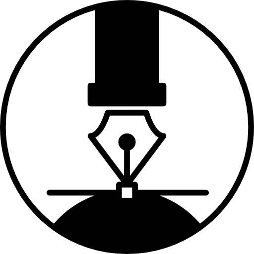 Calligraphy pen tip on circular background  icon