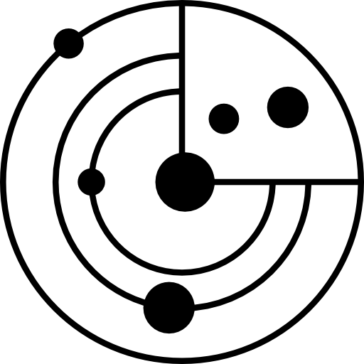 Solar system model with small circles as planets  icon