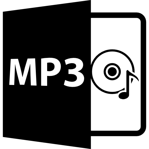 símbolo mp3 con disco y nota musical.  icono