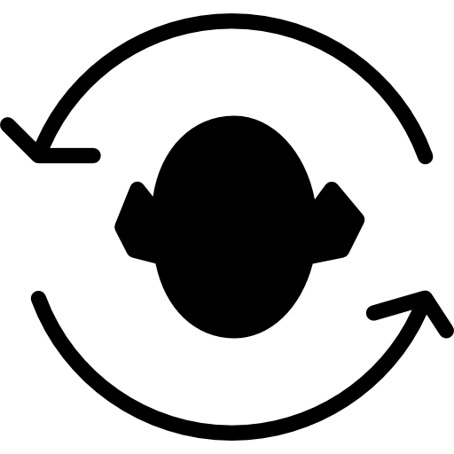 pijlen koppelen rond een hoofdsilhouet  icoon