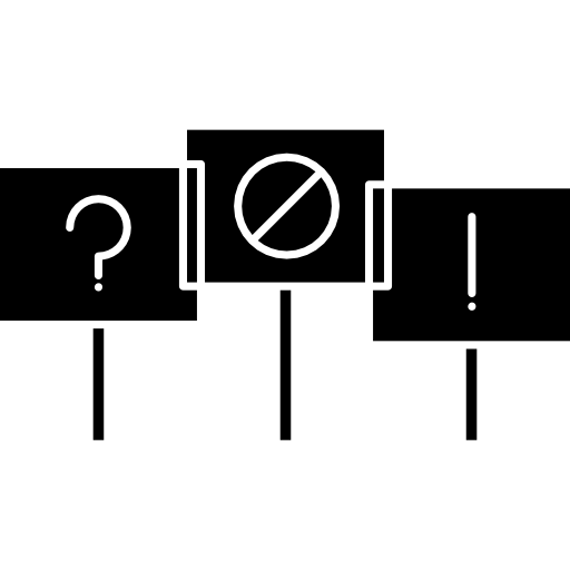 signal dreiergruppe mit fragenverbots- und ausrufezeichen  icon