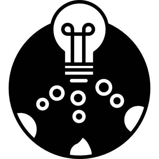 lampadina in un cerchio con piccoli cerchi  icona