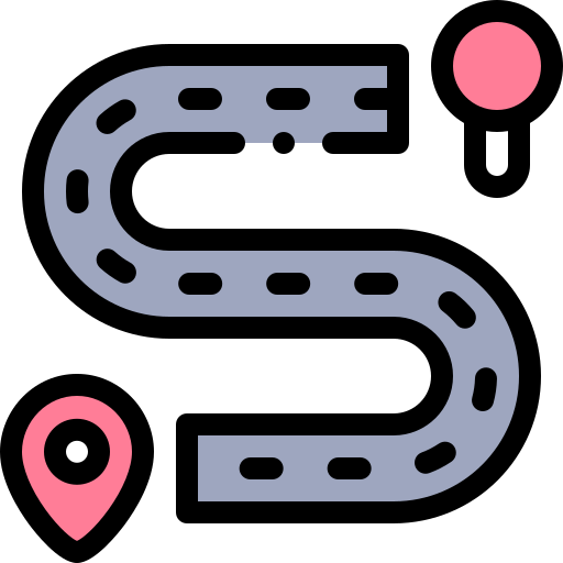 Route Detailed Rounded Lineal color icon