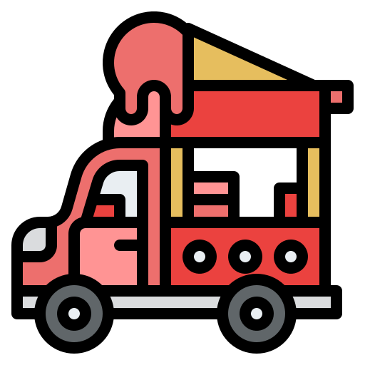 ciężarówka z żywnością Iconixar Lineal Color ikona