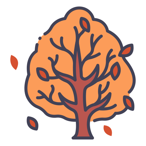herfst boombladeren MaxIcons Lineal color icoon