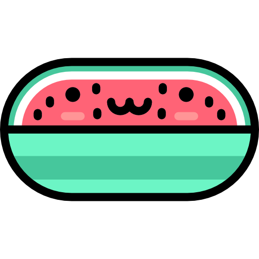 watermeloen Kawaii Lineal color icoon
