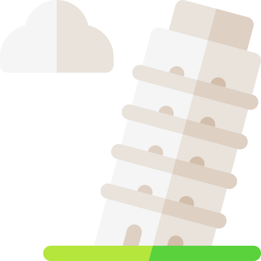 krzywa wieża w pizie Basic Rounded Flat ikona