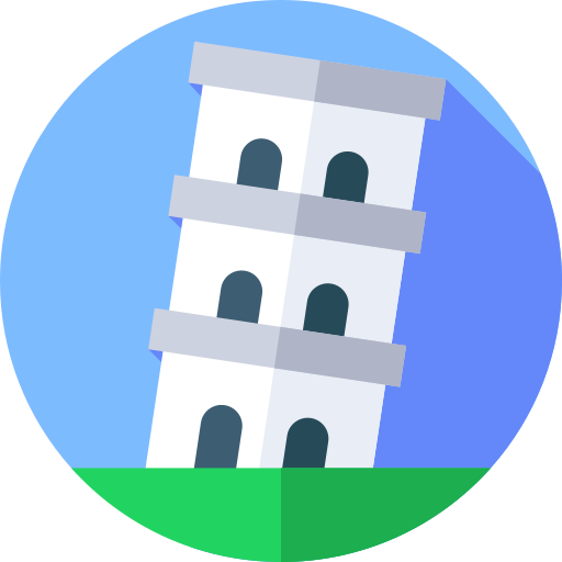 Leaning tower of pisa Flat Circular Flat icon