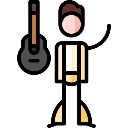 rock and roll Puppet Characters Lineal Color icono