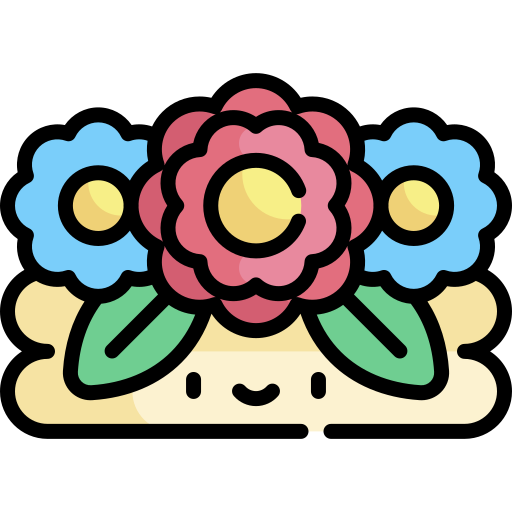 coroa de flores Kawaii Lineal color Ícone