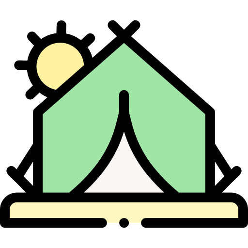 캠핑 텐트 Detailed Rounded Lineal color icon