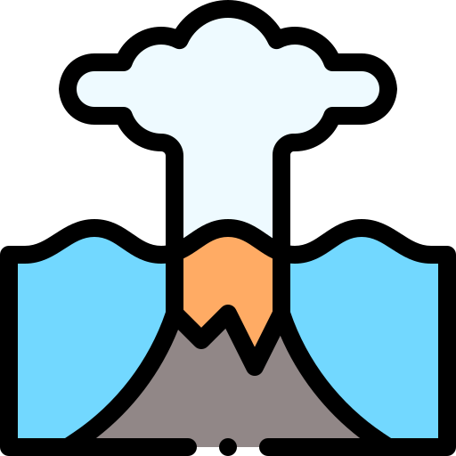 Извержение вулкана Detailed Rounded Lineal color иконка
