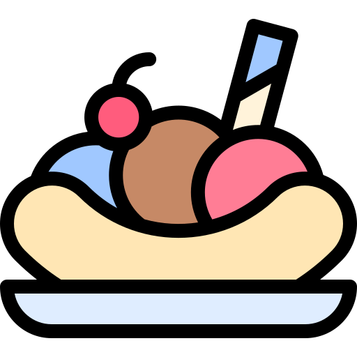 banana split Detailed Rounded Lineal color icono