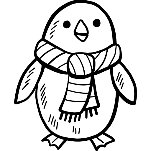 Penguin Hand Drawn Black icon