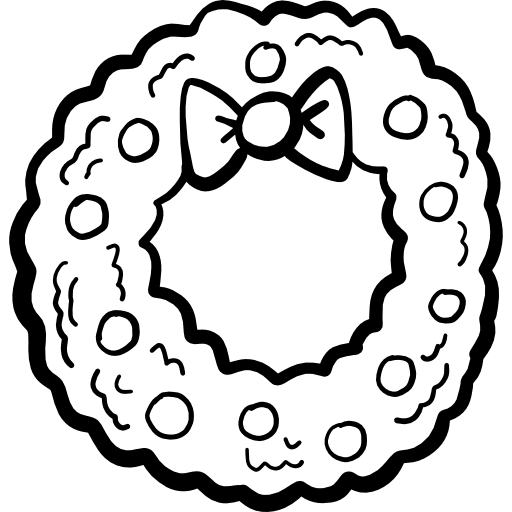 Christmas wreath Hand Drawn Black icon