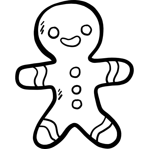Gingerbread man Hand Drawn Black icon
