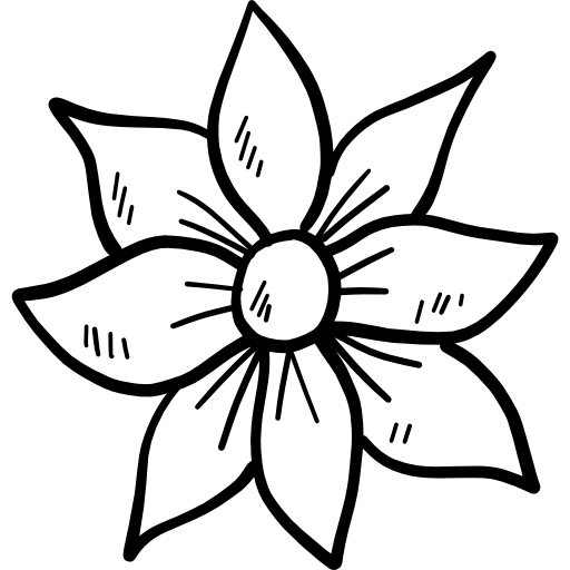 fiore Hand Drawn Black icona