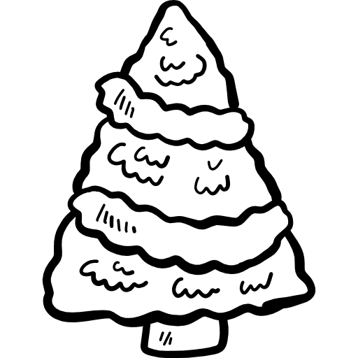 Christmas tree Hand Drawn Black icon