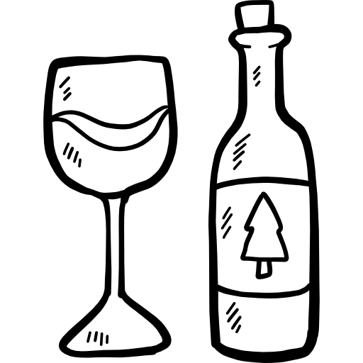 wijnglas Hand Drawn Black icoon