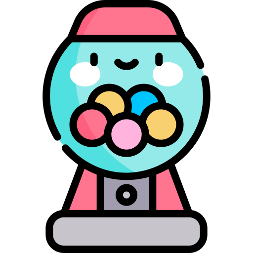macchina per la gomma da masticare Kawaii Lineal color icona