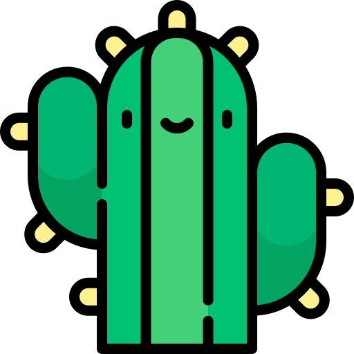 cactus Kawaii Lineal color icoon