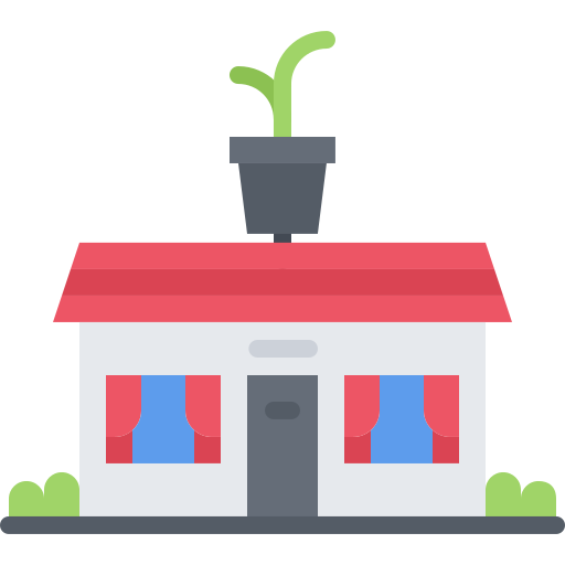 Flower shop Coloring Flat icon