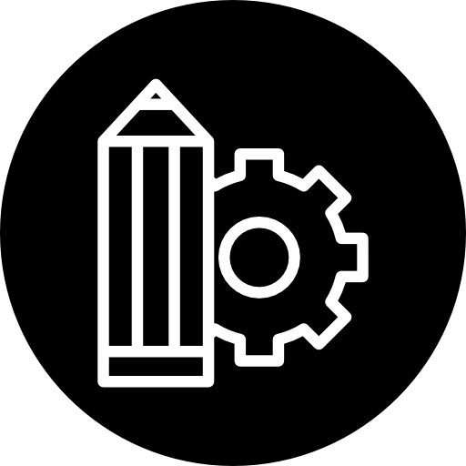 Edit settings symbol for interface with a pencil and a cogwheel in a circle  icon