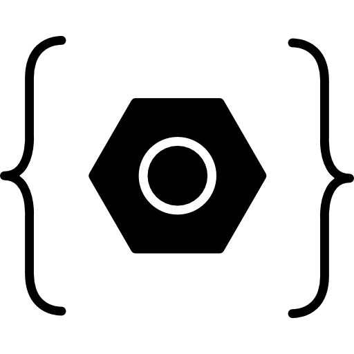 soportes de apertura y cierre que encierran un hexágono  icono