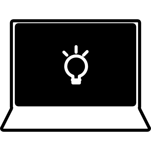 apra il computer portatile con la lampadina  icona