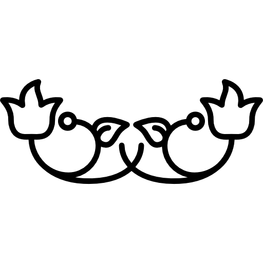 kwiatowy wzór z dwoma kwiatami po bokach i gałęziami zakrzywionymi liniami pośrodku  ikona