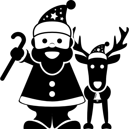 Санта-Клаус стоит с оленями  иконка