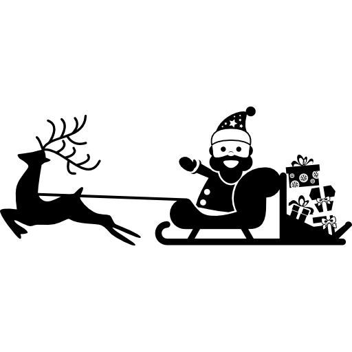 der weihnachtsmann auf seinem schlitten wird von einem rentier getragen  icon